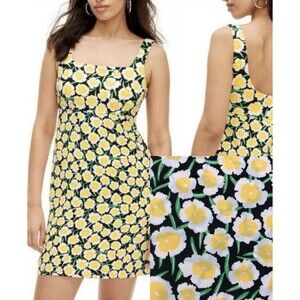 DIANE VON FURSTENBERG for Target Sleeveless Mini Sun Dress Size 12 Yellow Floral